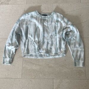 Banana Republic Faded Green and White tie dye Cropped Sweatshirt